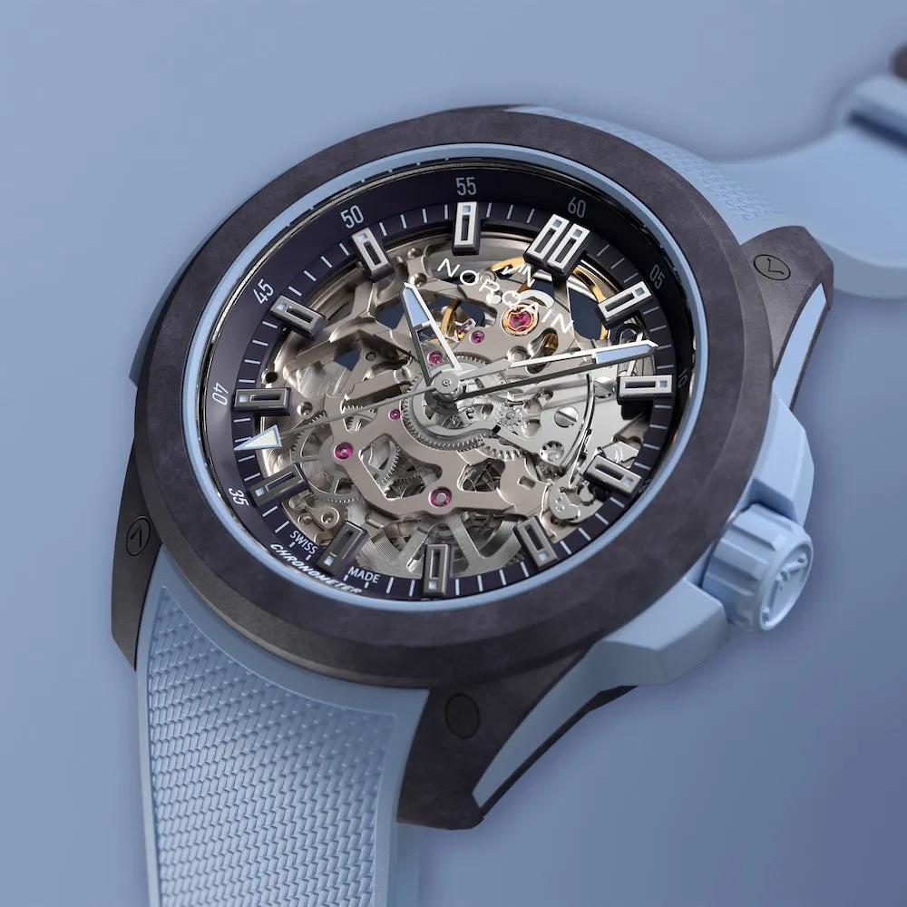 Norqain Wild One Skeleton 39mm Purple Ice Blue Watch