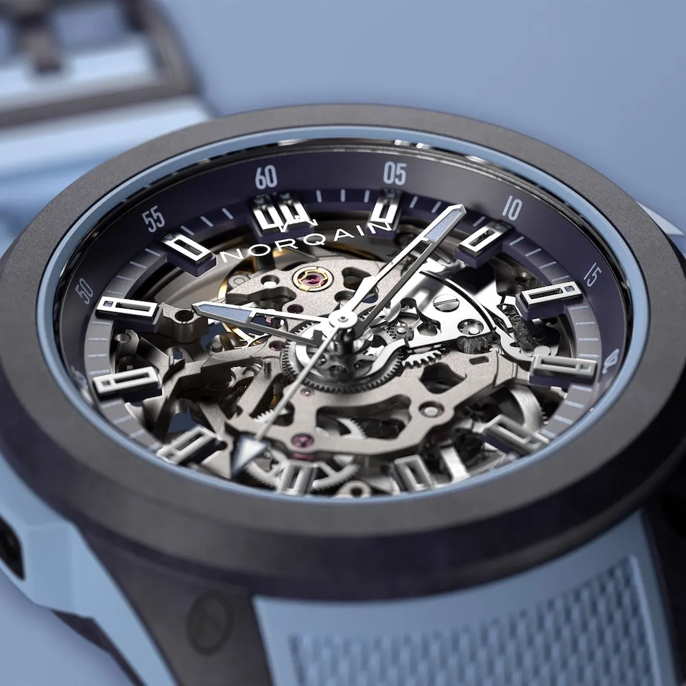 Norqain Wild One Skeleton 39mm Purple Ice Blue Watch