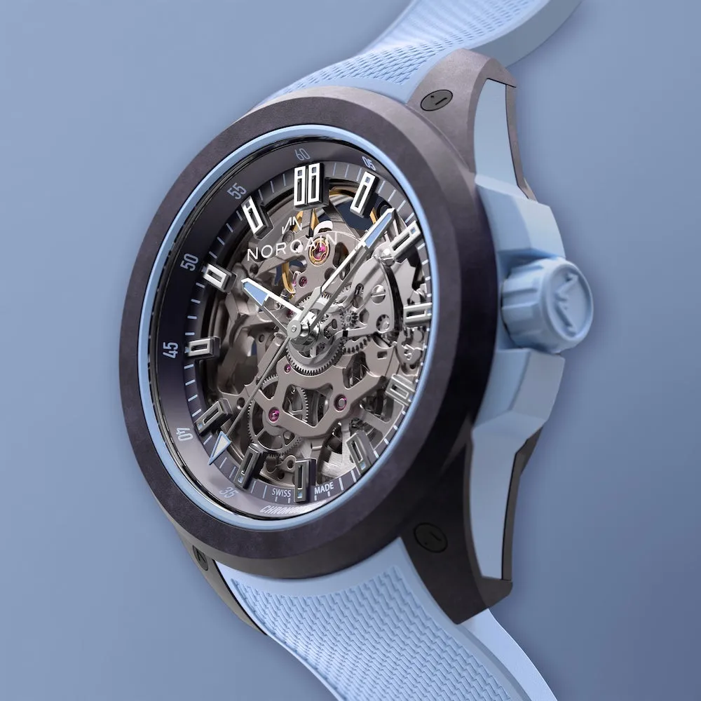 Norqain Wild One Skeleton 39mm Purple Ice Blue Watch