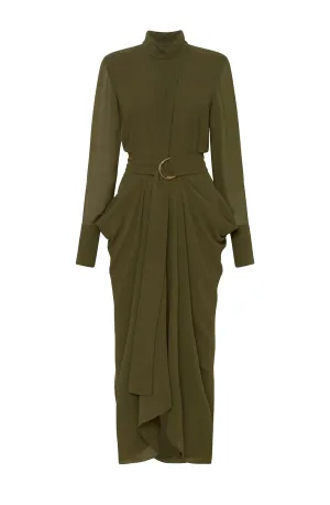 Olive Style Icon Waterfall Dress by Carla Zampatti