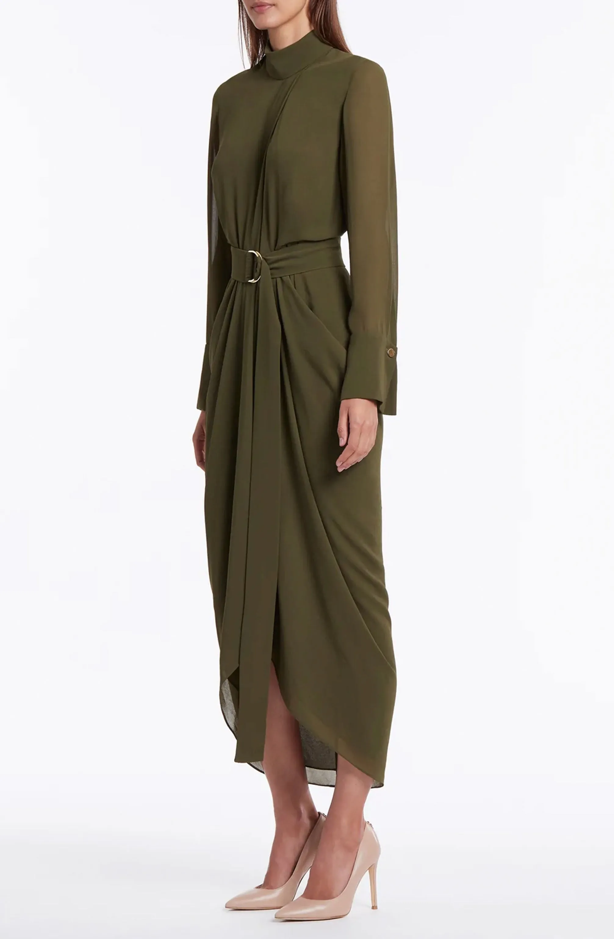 Olive Style Icon Waterfall Dress by Carla Zampatti