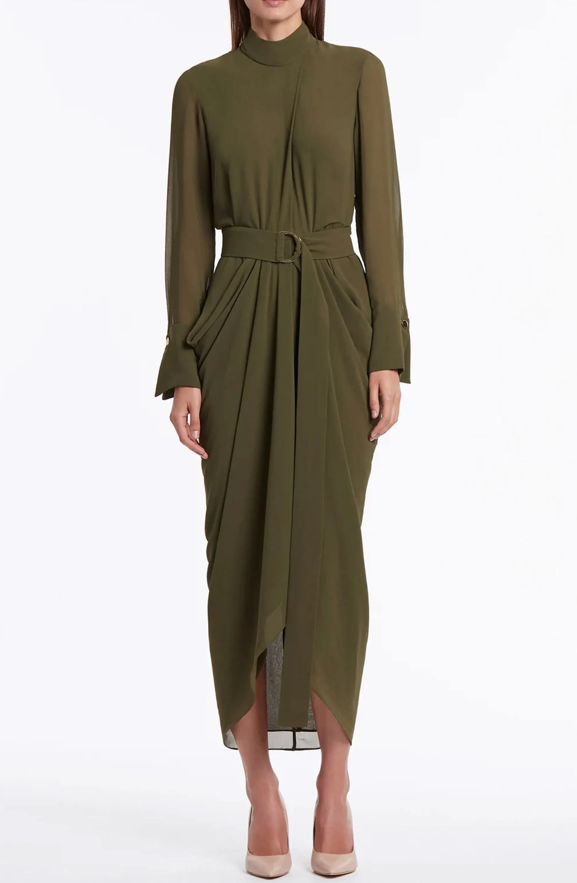 Olive Style Icon Waterfall Dress by Carla Zampatti