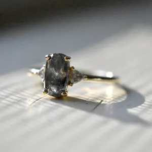 Oval Salt & Pepper Diamond Ring