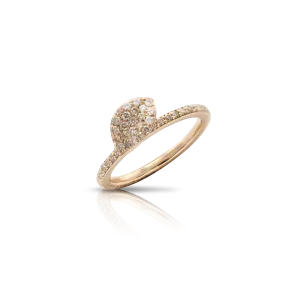 Pasquale Bruni Petit Garden 18ct Rose Gold White and Champagne Diamond Single Leaf Ring