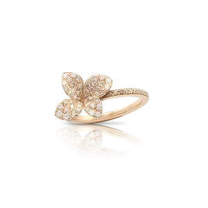 Pasquale Bruni Petit Garden 18ct Rose Gold White and Champagne Diamond Small Flower Ring