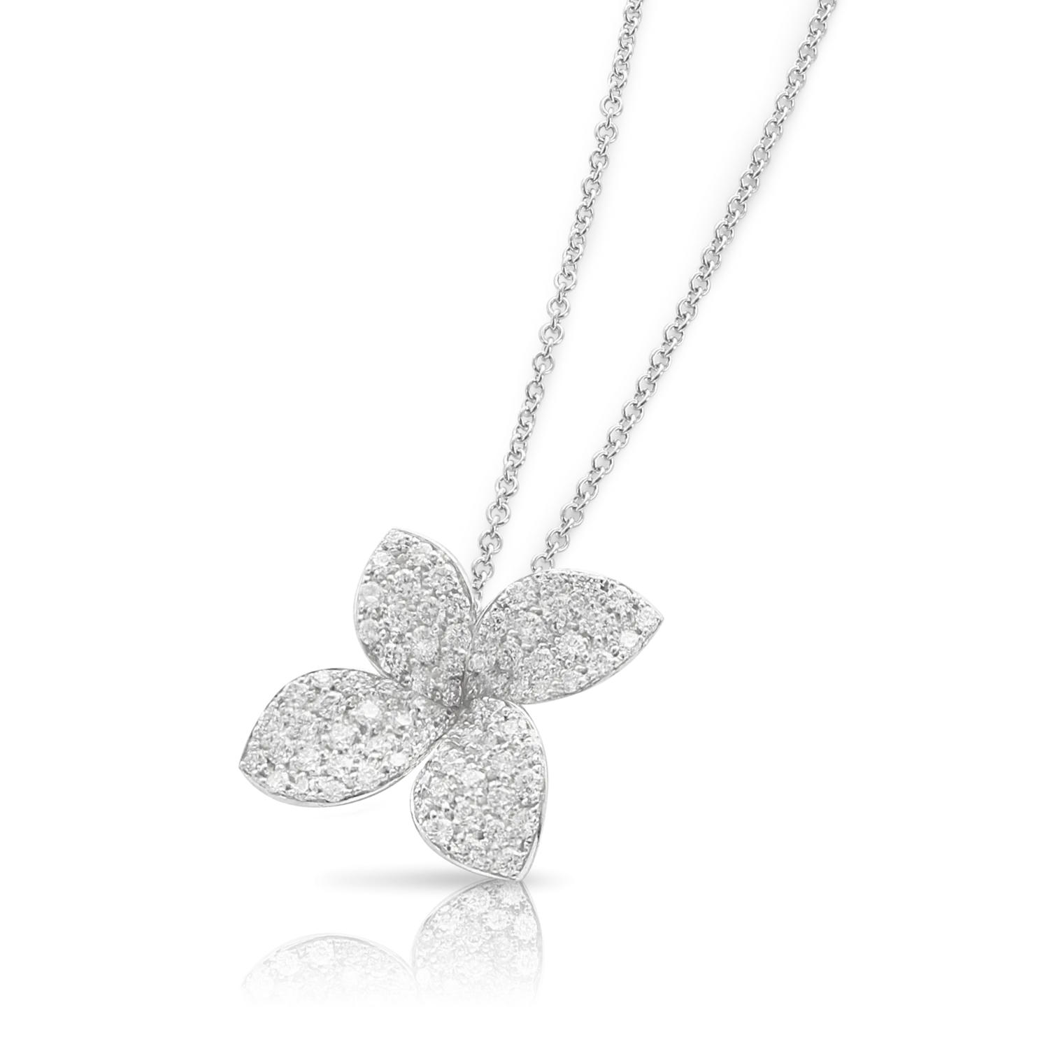 Pasquale Bruni Petit Garden 18ct White Gold 0.70ct Diamond Medium Flower Necklace