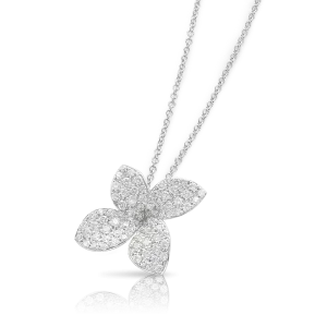 Pasquale Bruni Petit Garden 18ct White Gold 0.70ct Diamond Medium Flower Necklace