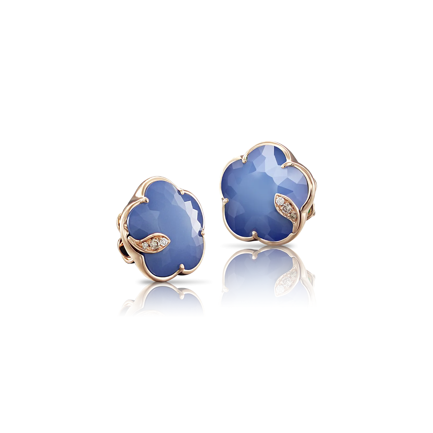 Pasquale Bruni Petit Joli 18ct Rose Gold Diamond Agate Lapis Lazuli Doublet Stud Earrings