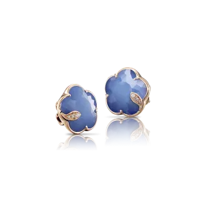 Pasquale Bruni Petit Joli 18ct Rose Gold Diamond Agate Lapis Lazuli Doublet Stud Earrings