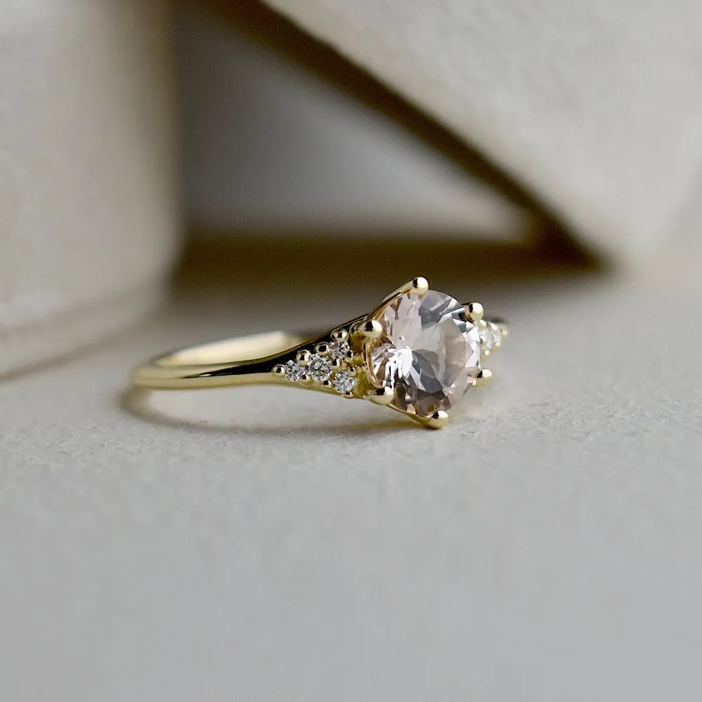 Peach Morganite Engagement Ring with Diamond Accents