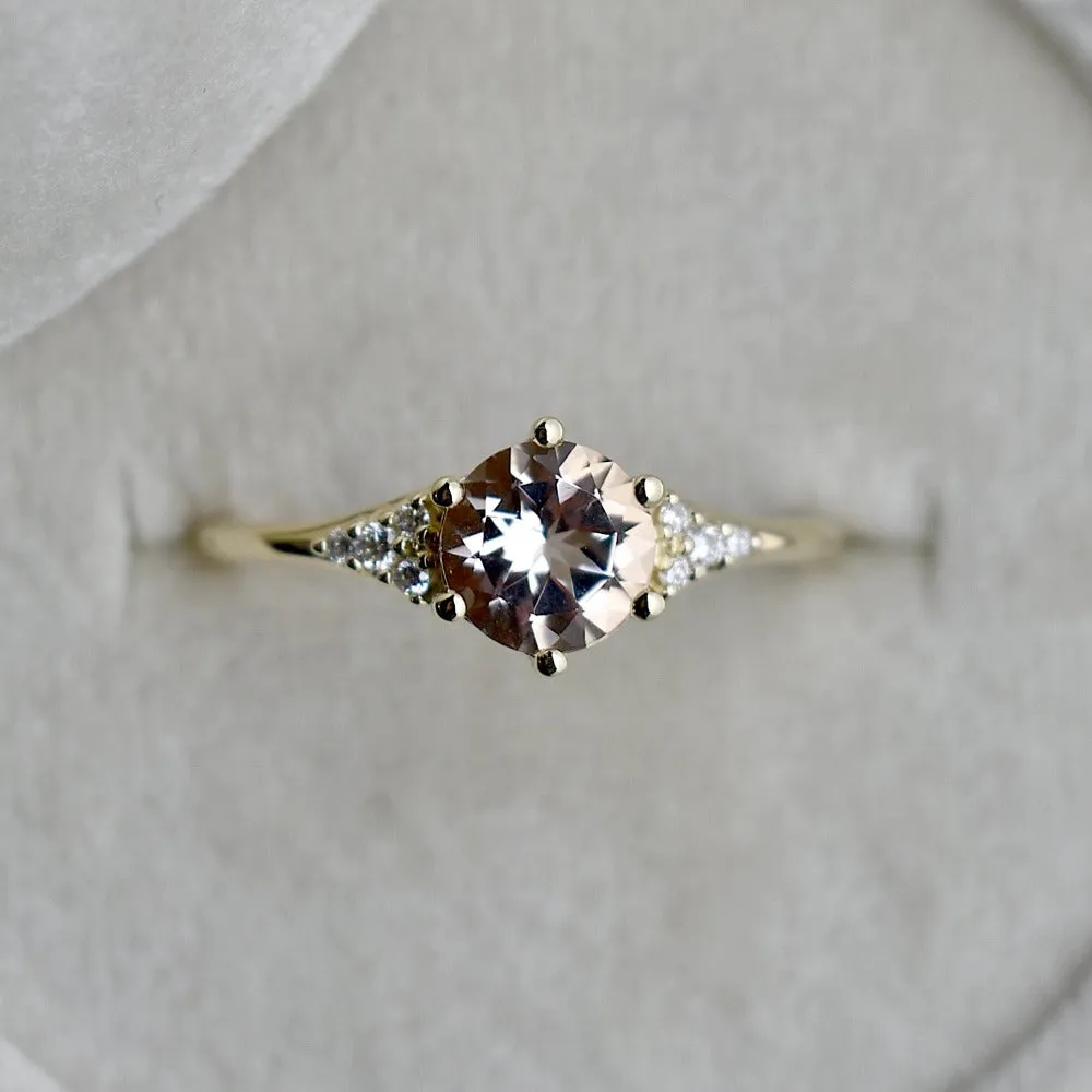 Peach Morganite Engagement Ring with Diamond Accents