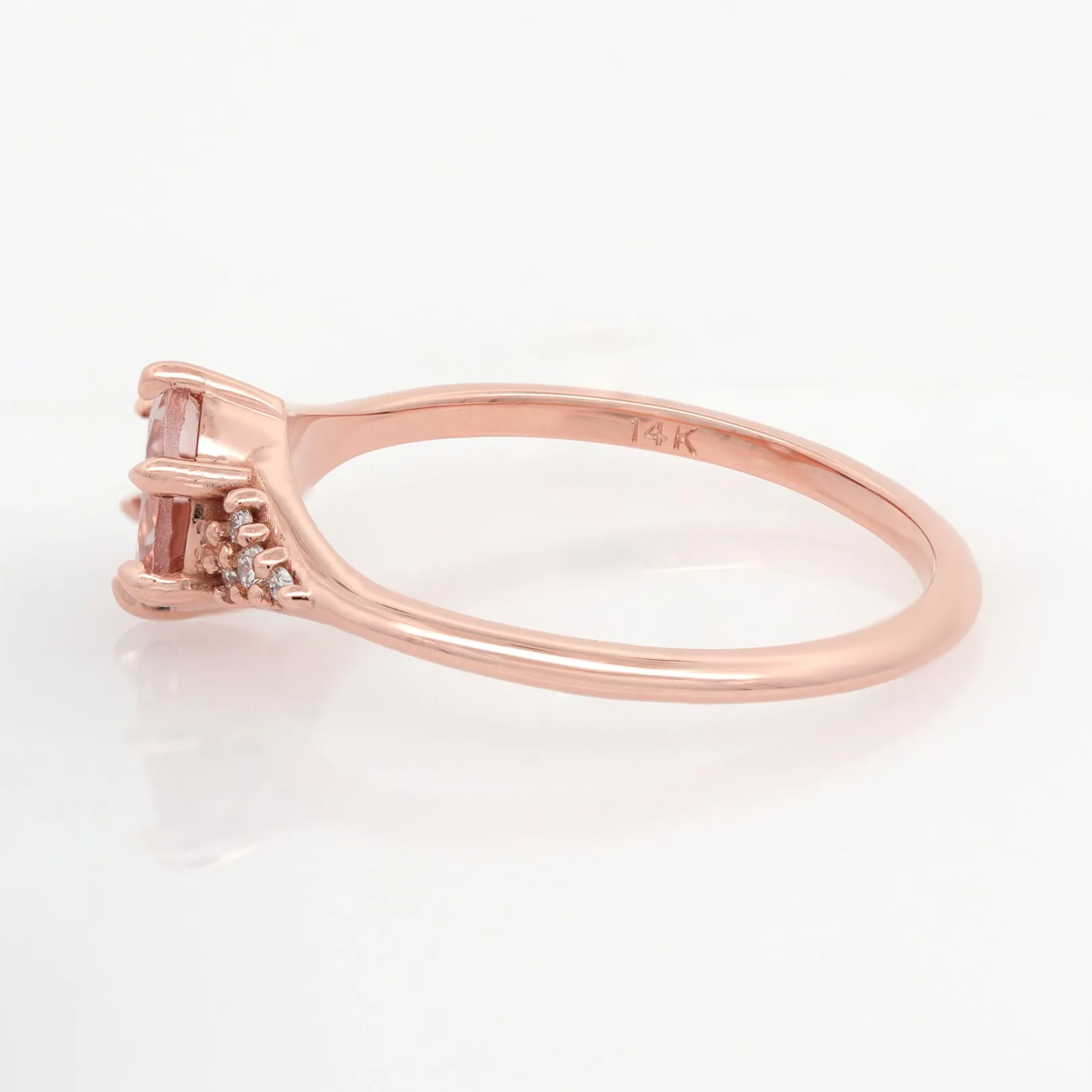 Peach Morganite Engagement Ring with Diamond Accents