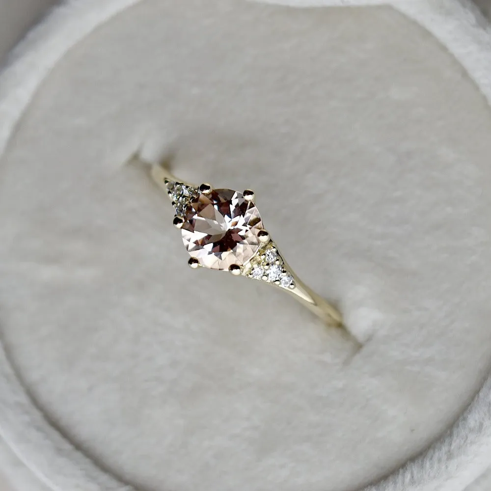 Peach Morganite Engagement Ring with Diamond Accents