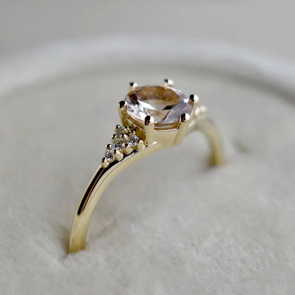 Peach Morganite Engagement Ring with Diamond Accents