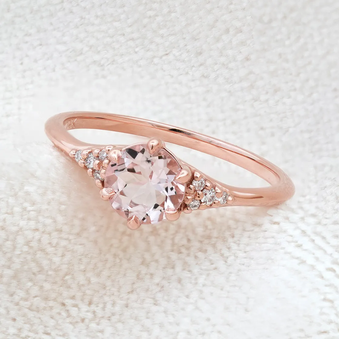 Peach Morganite Engagement Ring with Diamond Accents