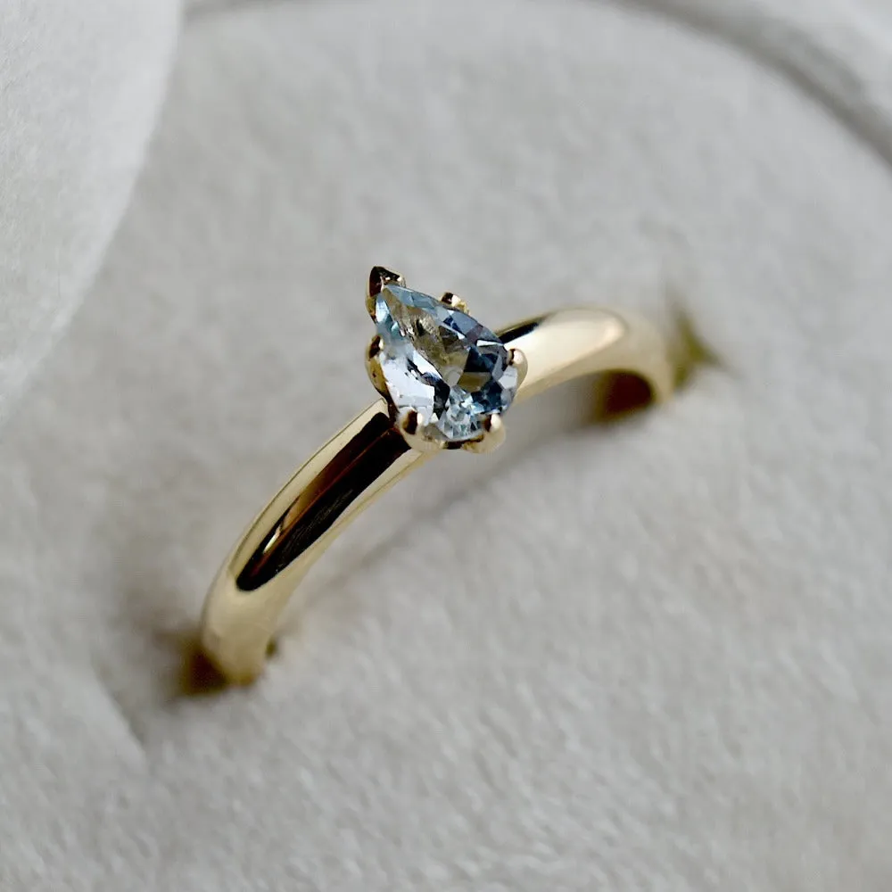 Pear Cut Aquamarine Ring