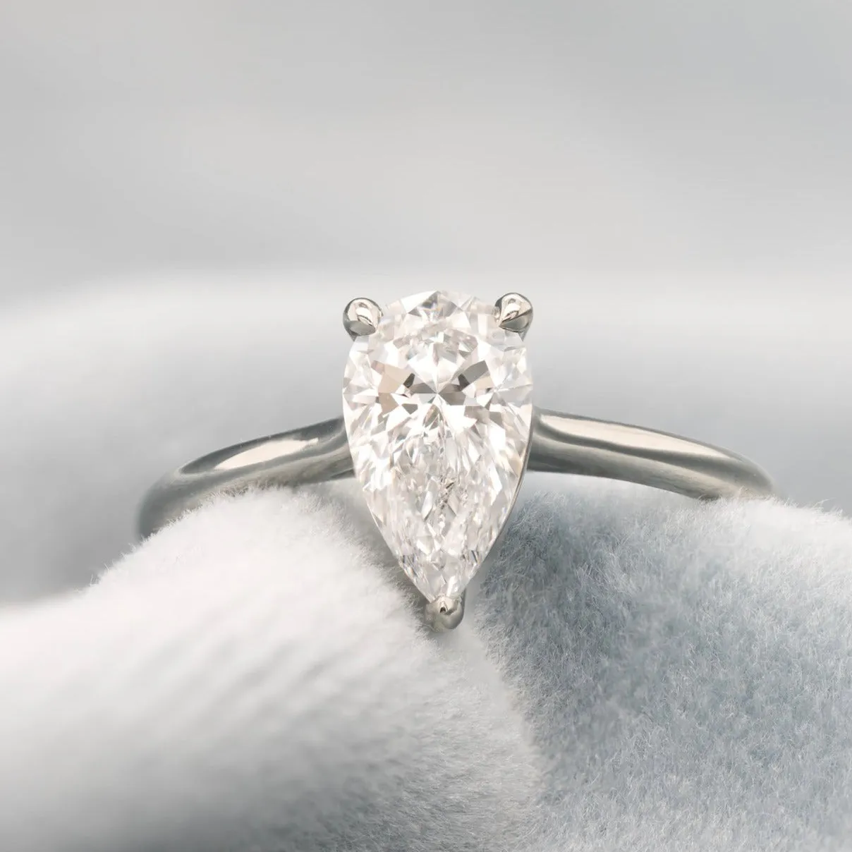 Pear-Shaped Diamond Solitaire Engagement Ring