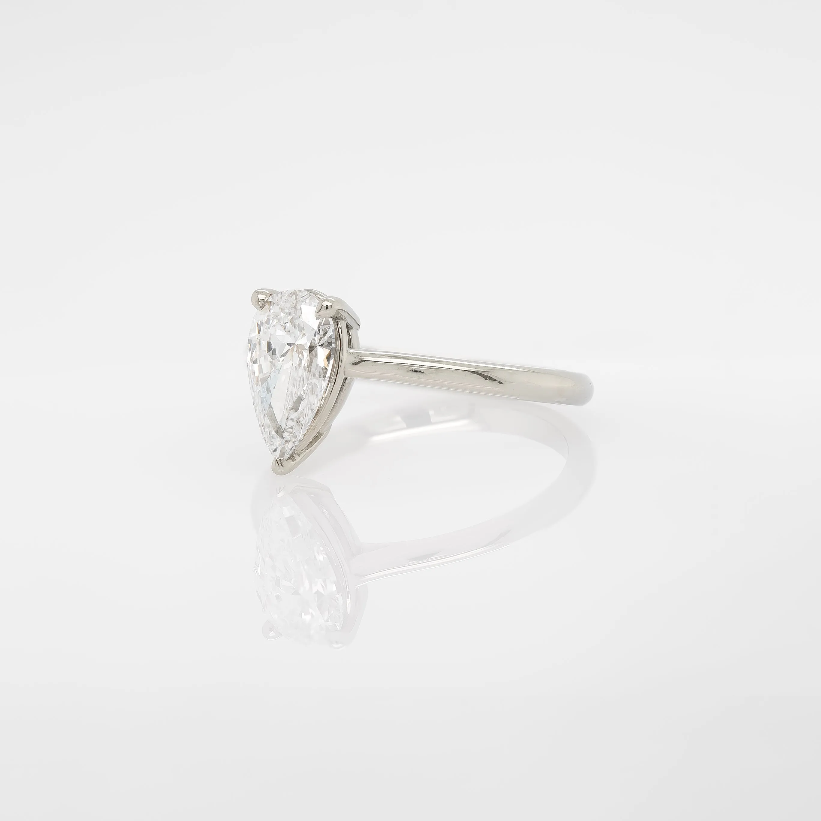 Pear-Shaped Diamond Solitaire Engagement Ring