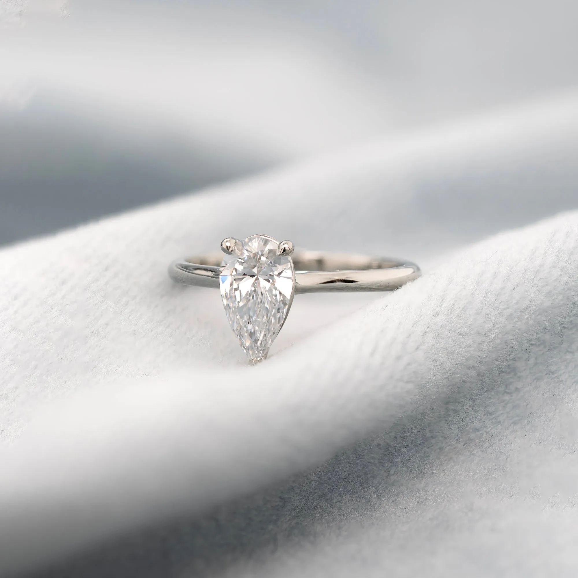 Pear-Shaped Diamond Solitaire Engagement Ring