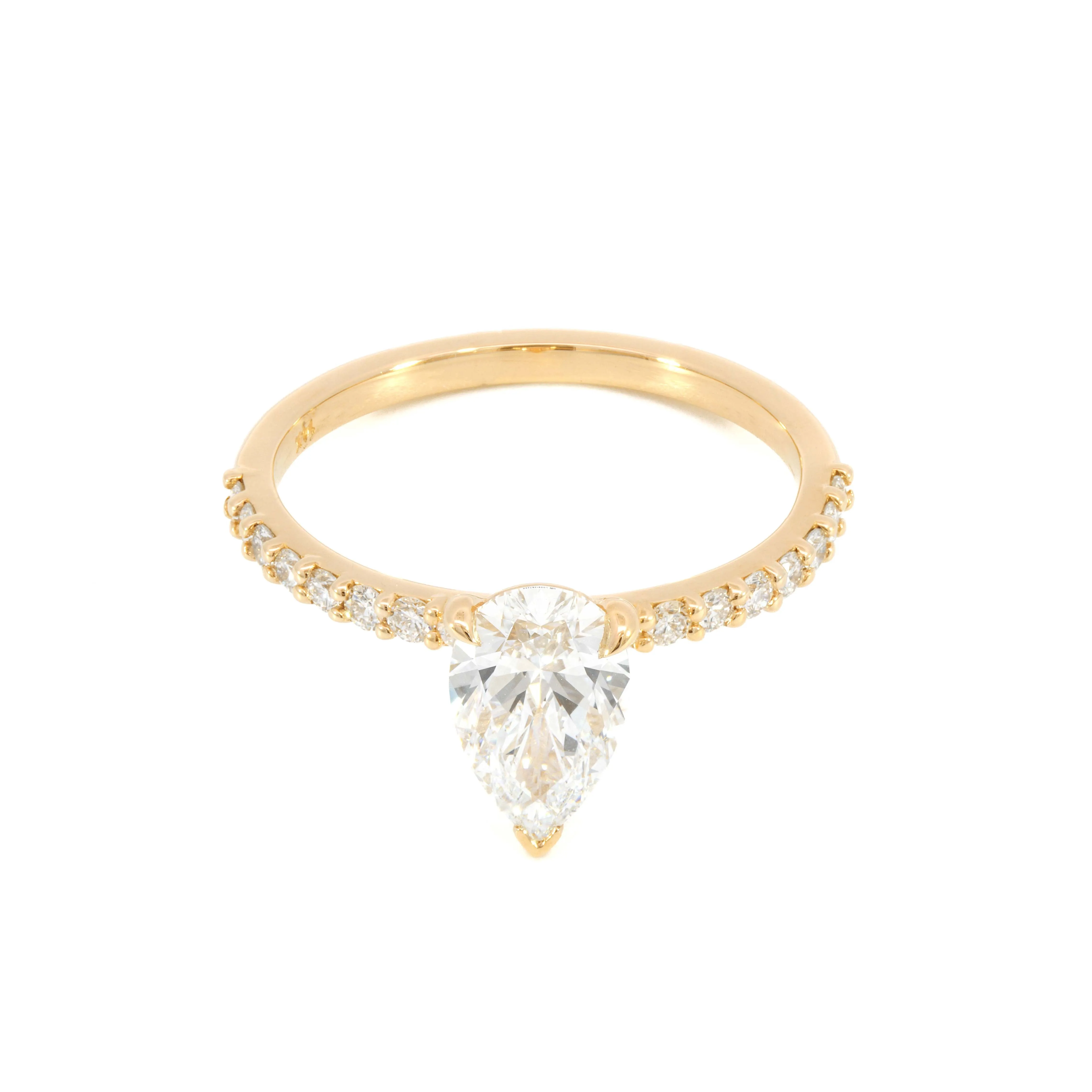 Pear Shaped Diamond Solitaire with Pave Shoulder