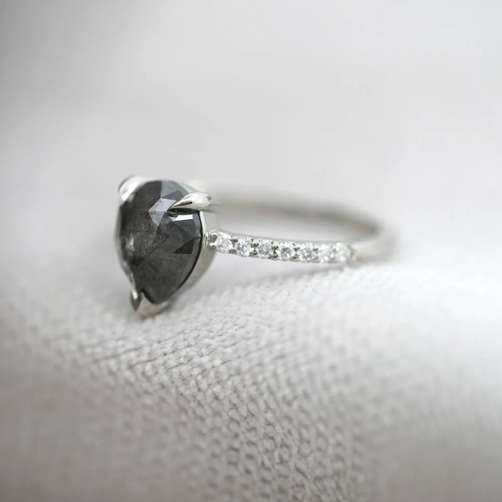 Pear Shaped Salt & Pepper Diamond Solitaire
