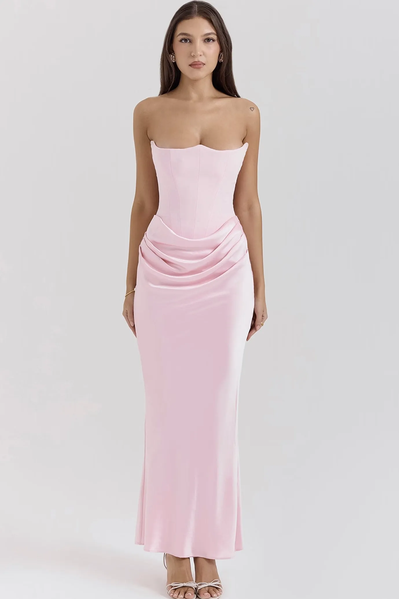 Persephone Rose Shadow Strapless Corset Dress by House of CB