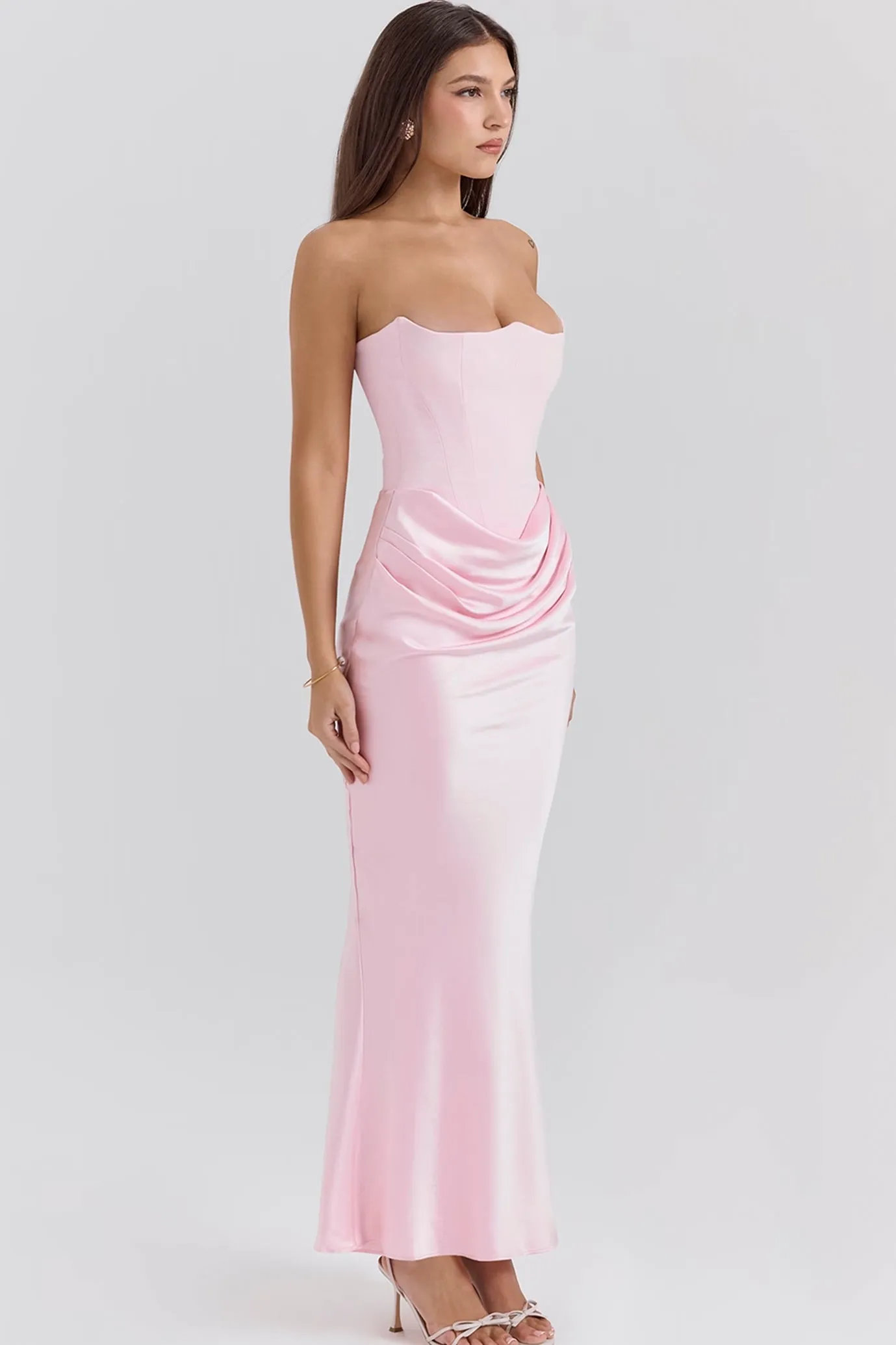 Persephone Rose Shadow Strapless Corset Dress by House of CB