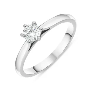 Platinum 0.33ct Diamond Round Brilliant Cut Six Claw Solitaire Ring