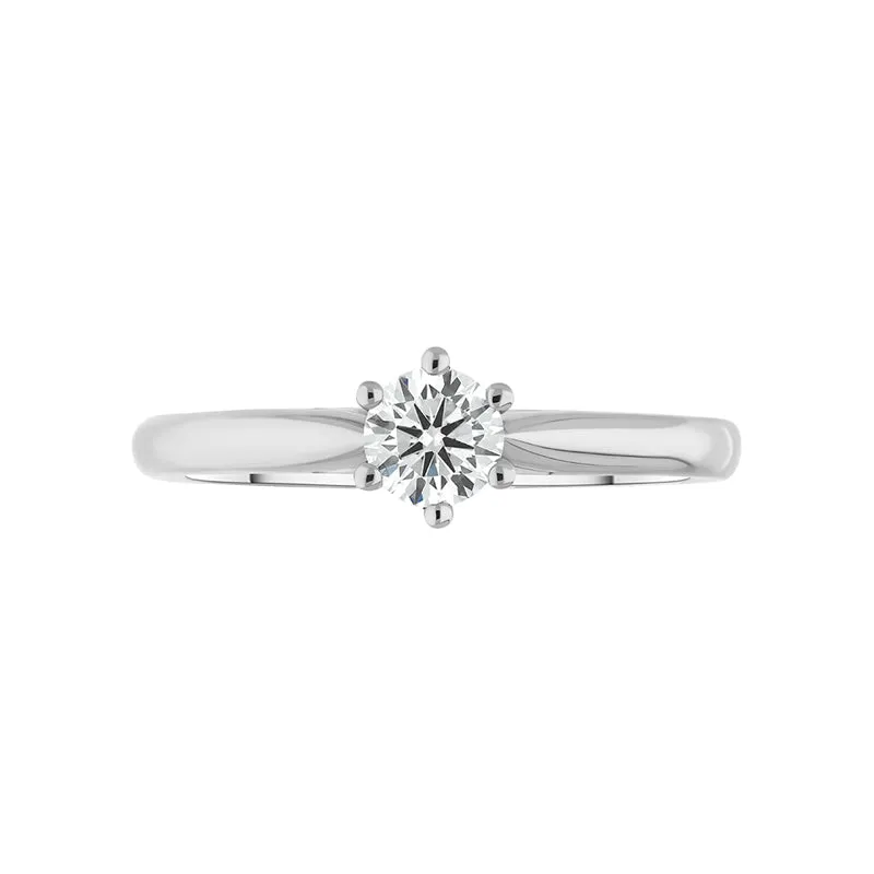 Platinum 0.33ct Diamond Round Brilliant Cut Six Claw Solitaire Ring