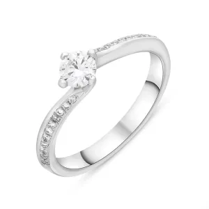 Platinum 0.39ct Diamond Shoulder Set Twist Solitaire Ring