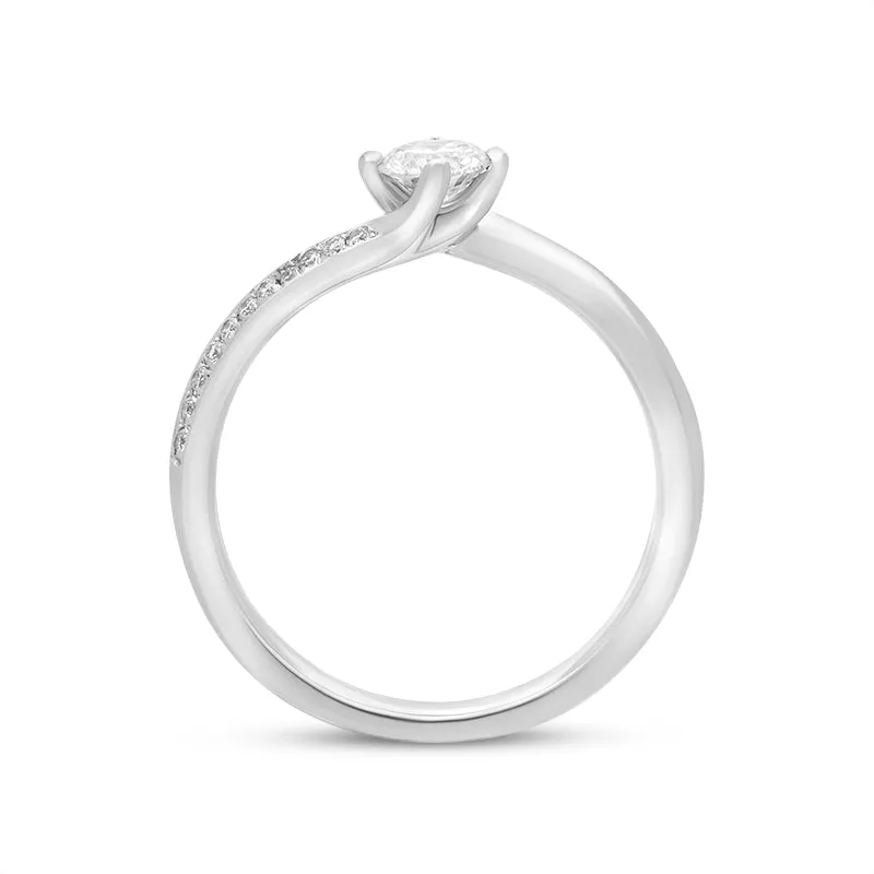 Platinum 0.39ct Diamond Shoulder Set Twist Solitaire Ring