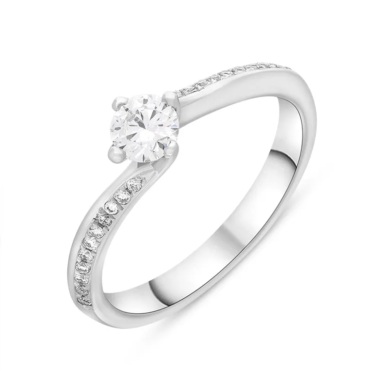 Platinum 0.39ct Diamond Shoulder Set Twist Solitaire Ring