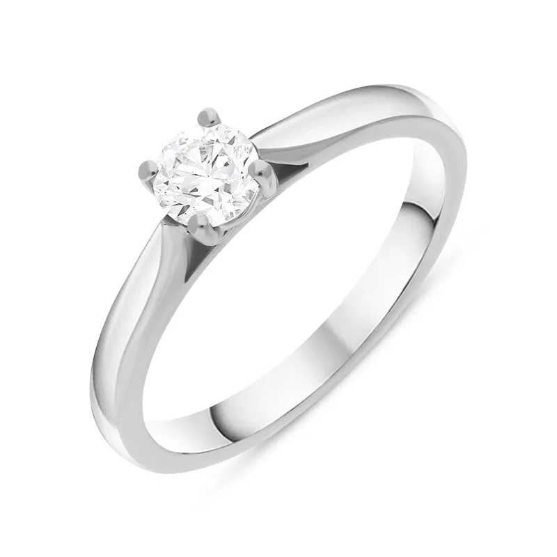 Platinum 0.40ct Diamond Round Brilliant Cut Claw Set Solitaire Ring