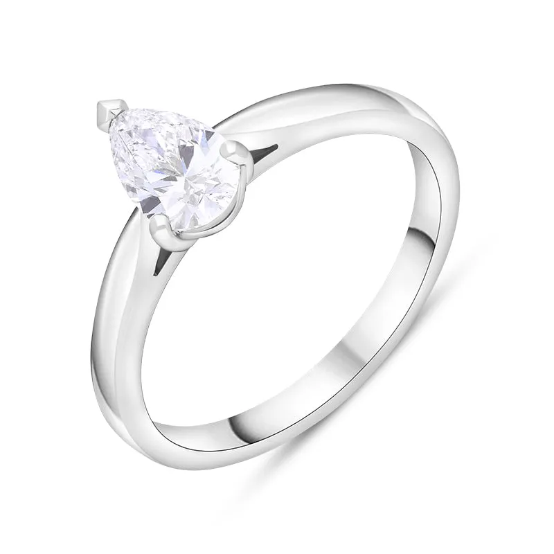 Platinum 0.42ct Diamond GIA Certified Pear Cut Solitaire Ring