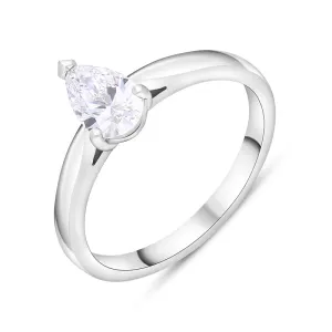 Platinum 0.42ct Diamond GIA Certified Pear Cut Solitaire Ring