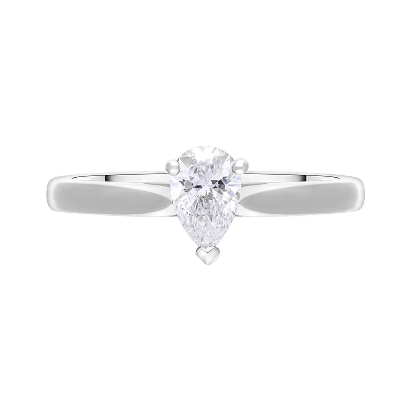 Platinum 0.42ct Diamond GIA Certified Pear Cut Solitaire Ring