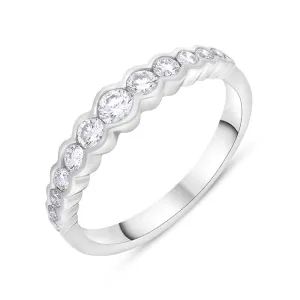 Platinum 0.50ct Diamond Rubover Set Graduating Half Eternity Ring