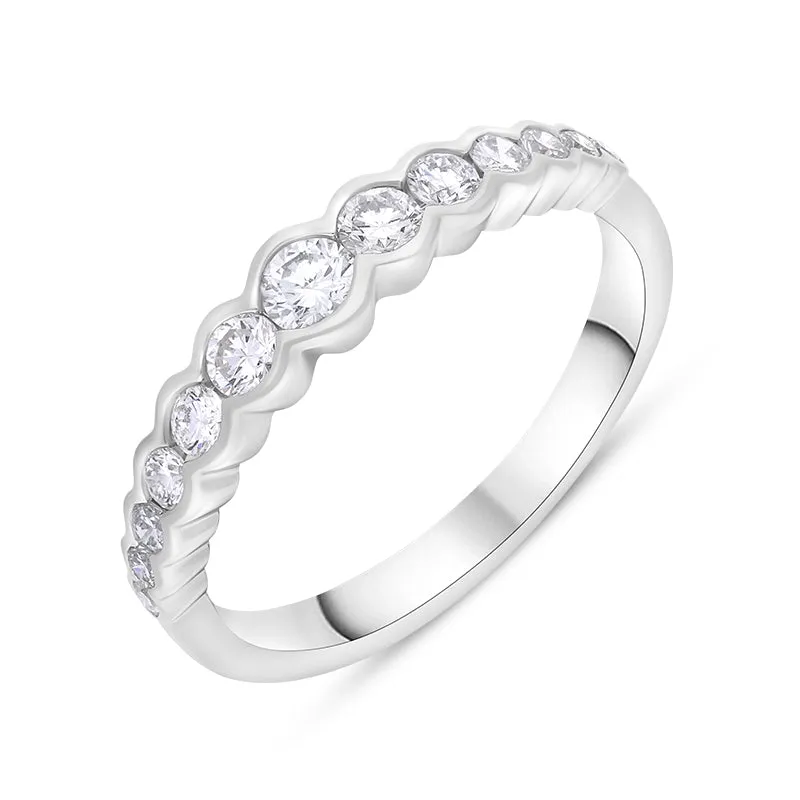 Platinum 0.50ct Diamond Rubover Set Graduating Half Eternity Ring