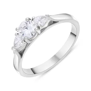 Platinum 0.62ct Diamond Mixed Cut Three Stone Ring