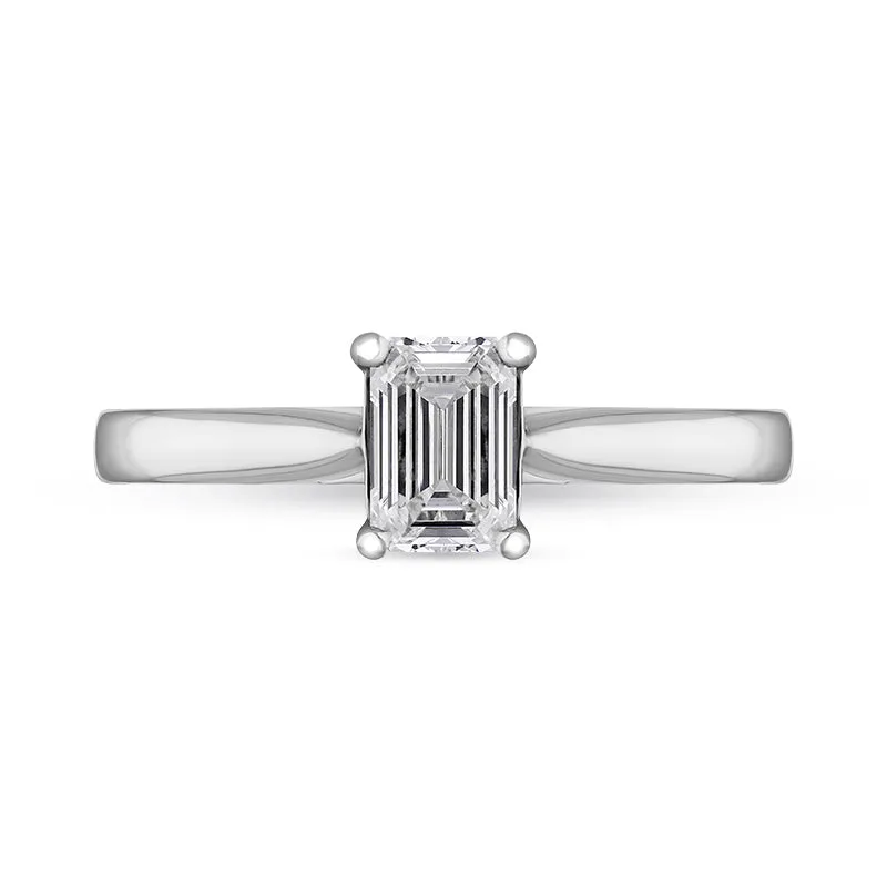 Platinum 0.64ct Diamond Emerald Cut Solitaire Ring