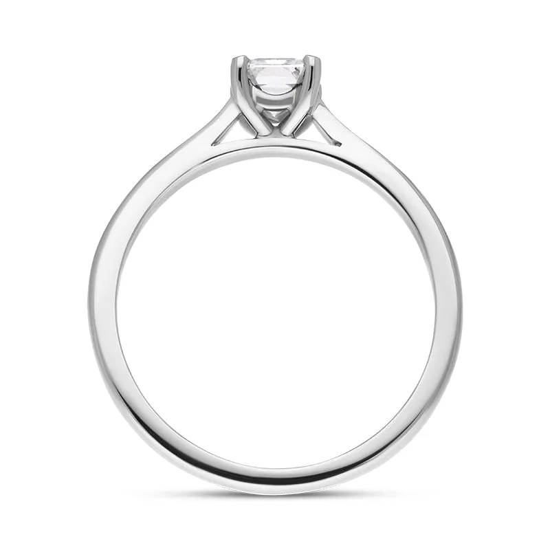 Platinum 0.64ct Diamond Emerald Cut Solitaire Ring