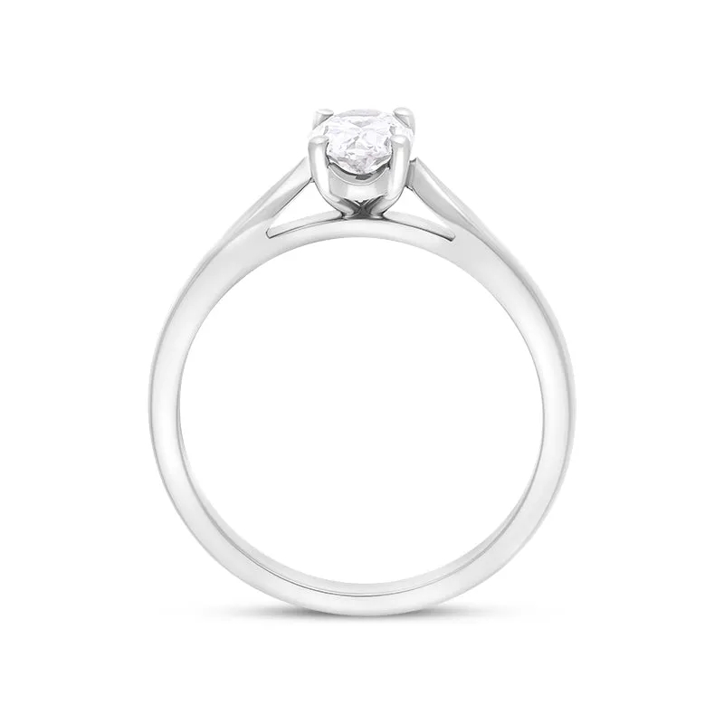 Platinum 0.70ct Diamond GIA Certified Oval Cut Solitaire Ring