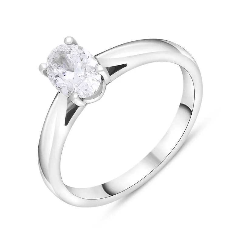 Platinum 0.70ct Diamond GIA Certified Oval Cut Solitaire Ring