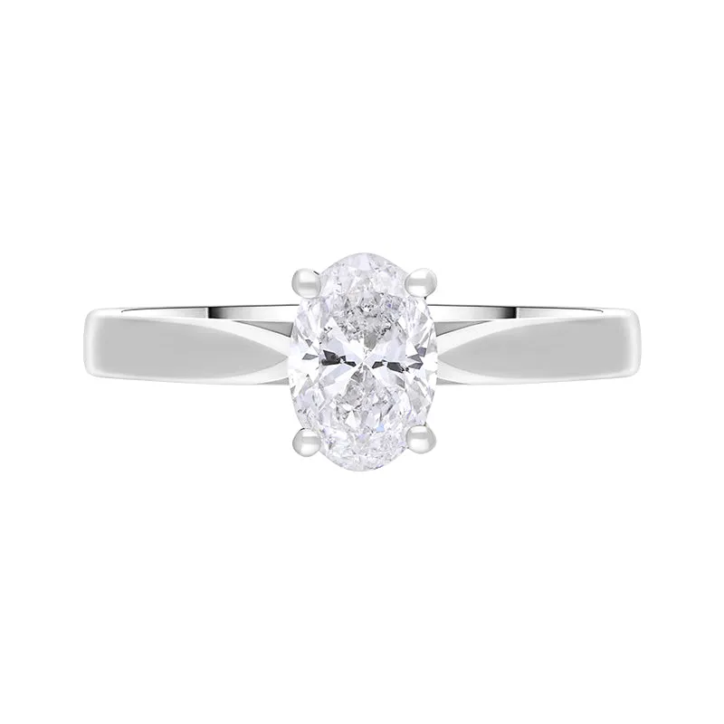 Platinum 0.70ct Diamond GIA Certified Oval Cut Solitaire Ring