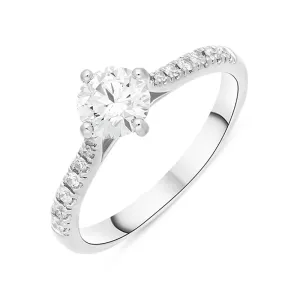 Platinum 0.84ct Diamond Shoulder Solitaire Ring