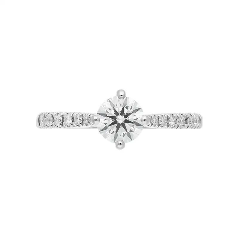 Platinum 0.84ct Diamond Shoulder Solitaire Ring