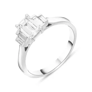 Platinum 1.07ct Diamond Emerald Cut Five Stone Ring