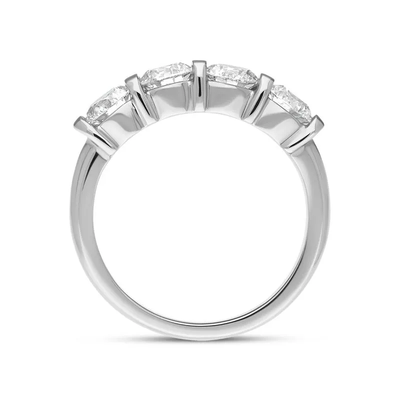 Platinum Diamond Four Stone Bar Set Half Eternity Ring