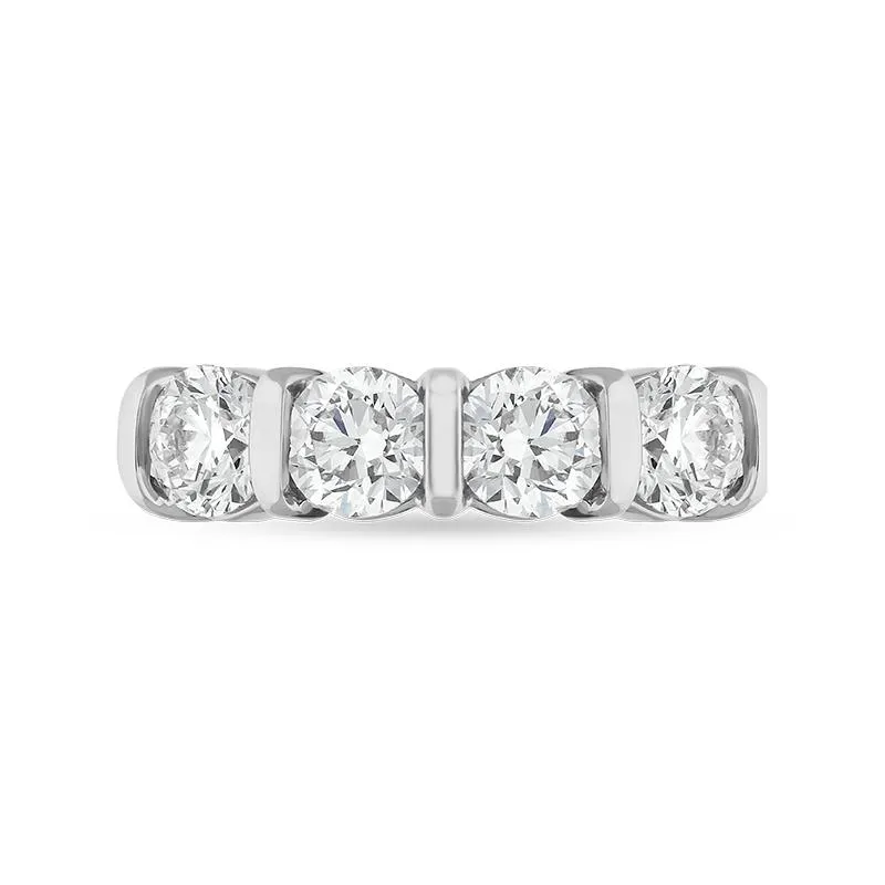 Platinum Diamond Four Stone Bar Set Half Eternity Ring