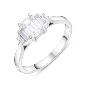 Platinum Diamond GIA Certified Emerald and Baguette Cut Ring